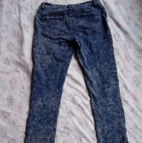 Acid wash blue stretchy jeans - Picture 3 of 3